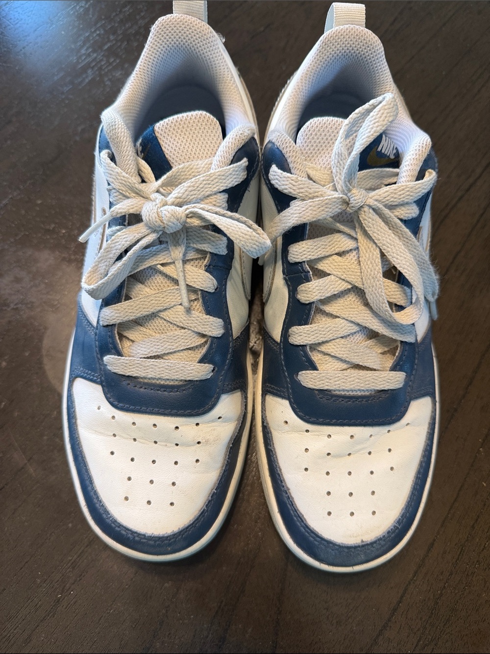 Nike Kids White and Blue Low-Top Sneakers